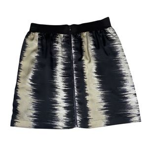 KENNETH COLE Black White and Tan Print Front Zip Skirt Size S NWT